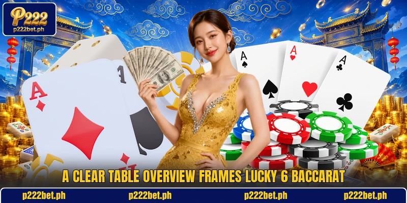 A clear table overview frames Lucky 6 Baccarat A clear table overview frames Lucky 6 Baccarat