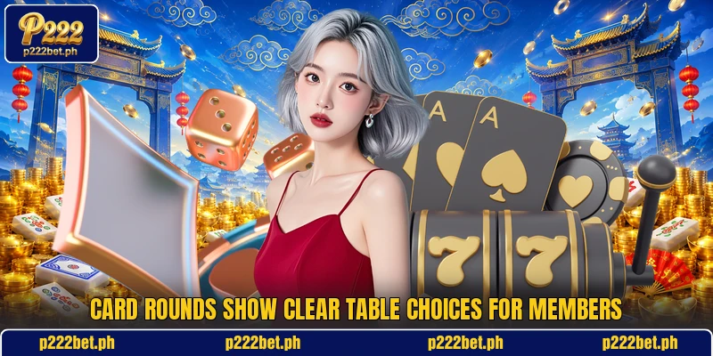 Card rounds show clear table choices for members Card rounds show clear table choices for members