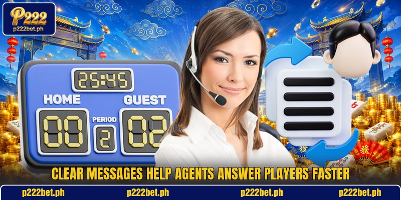 Clear messages help agents answer players faster Clear messages help agents answer players faster