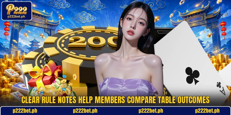 Clear rule notes help members compare table outcomes Clear rule notes help members compare table outcomes