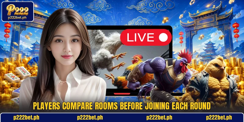 Players compare rooms before joining each round Players compare rooms before joining each round