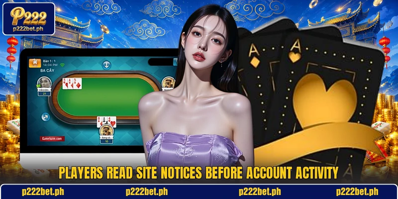 Players read site notices before account activity Players read site notices before account activity