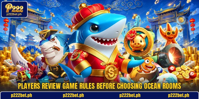 Players review game rules before choosing ocean rooms